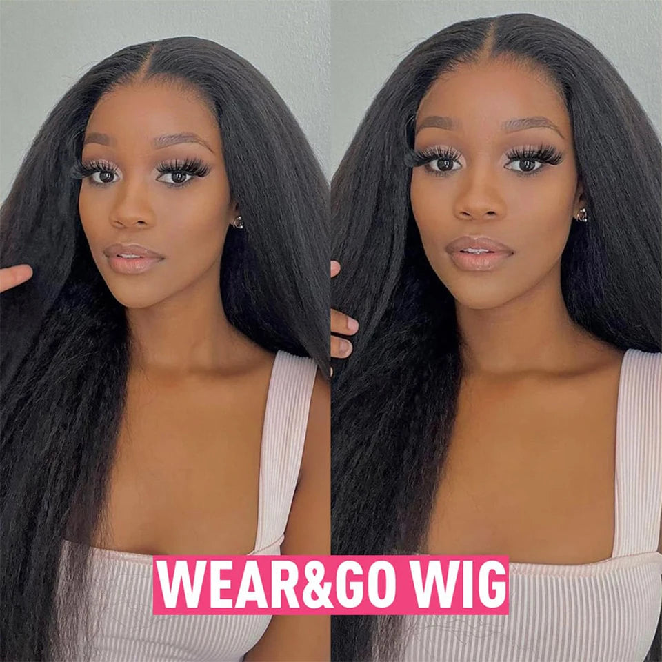 Kinky Straight Human Hair Wigs 4x4 Glueless Wig Human Hair Wear And Go Lace Wig Human Hair Wig Lace Closure Wig Brazilian Hair Kafinashop