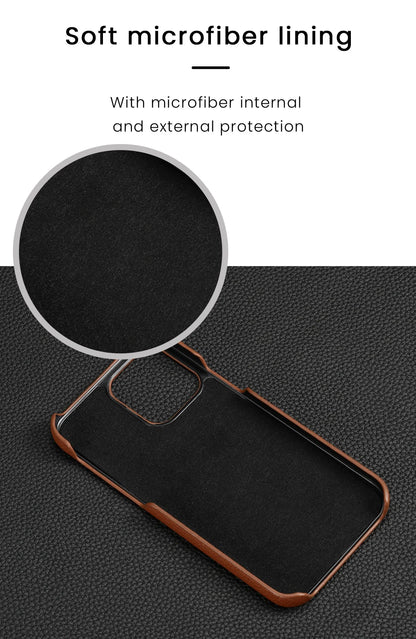 Luxury Genuine Cowhide Leather Phone Case for iPhone 15 13 14 Pro Max 15Pro 14Pro 12 Pro Max Shockproof Back Cover Kafinashop