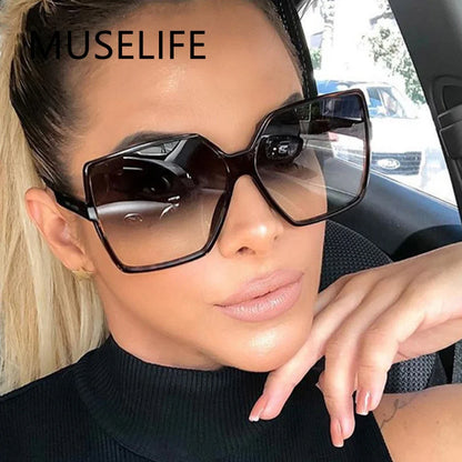 Black Square Oversized Sunglasses Women Big Frame Colorful Sun Glasses Female Mirror Oculos Unisex Gradient Hip Hop Shades Kafinashop