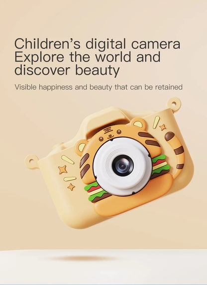 New Digital Toy Kid Camera Cute Tiger Baby Camera Toy 4000W 2.0 IPS Screen Childrens Dual Camera with 32GB Card Birthday Gift Kafinashop