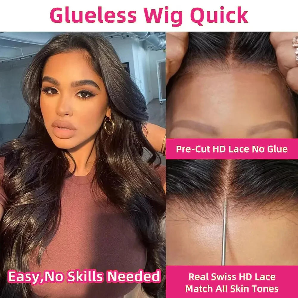 Wear And Go Glueless Human Hair Wigs Preplucked Brazilian Body Wave 13x6 HD Lace Frontal Human Hair Wigs For Women Ready To Wear Kafinashop