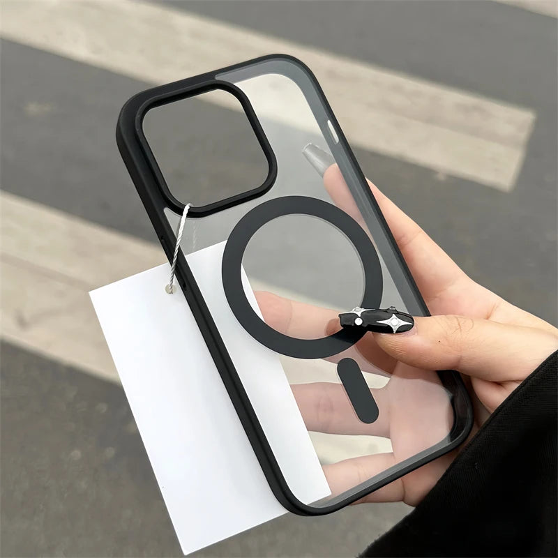 Luxury Magsafe Transparent Case For iPhone 15 14 13 12 11 Pro X XS XR Max 7 8 Plus Mini Magnetic Wireless Charge Phone Cover Kafinashop