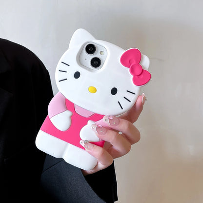 For iPhone 15 14 Plus 13 Pro Max 12 Mini 11 X XS Max XR 7 8 SE Color Bowknot Hello Kitty Cartoon Silicon Back Soft Phone Case Kafinashop