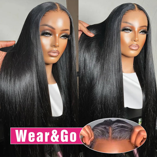 Wear Go Glueless Wig 30 34 Inch Bone Straight 13x6 HD Lace Frontal Wig Human Hair Pre plucked 6x4 Transparent HD Lace Front Wig Kafinashop