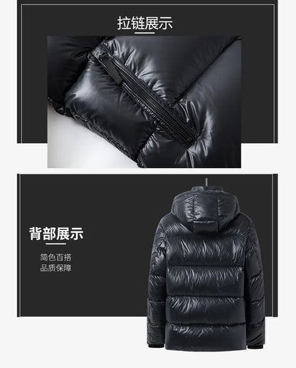 YEAE down jacket black gold gray duck down men's jacket detachable hood casual short jacket thick winter couple clothing Kafinashop