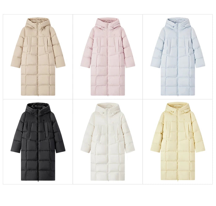 Semir Down Jacket Women Long Warm 2023 Winter New Loose Waterproof Hooded Jacket Kafinashop