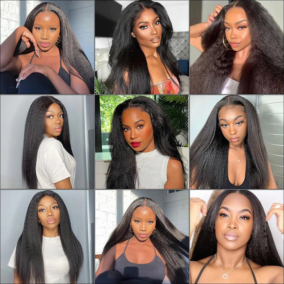 Kinky Straight Human Hair Wigs 4x4 Glueless Wig Human Hair Wear And Go Lace Wig Human Hair Wig Lace Closure Wig Brazilian Hair Kafinashop