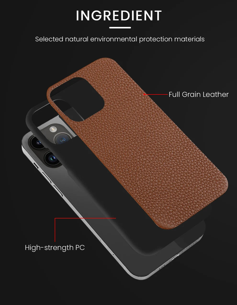 Luxury Genuine Cowhide Leather Phone Case for iPhone 15 13 14 Pro Max 15Pro 14Pro 12 Pro Max Shockproof Back Cover Kafinashop