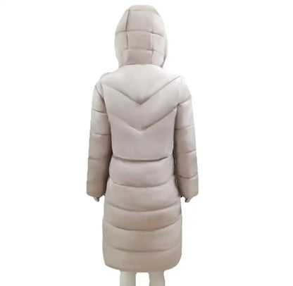 Winter New Hooded Mid Length Slim Fit Warm Long Sleeve Solid Color Down Jacket For Women,3 Colors Kafinashop