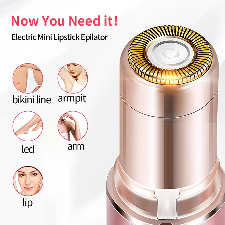 Electric Eyebrow Trimmer Mini  Epilator Lipstick Facial Hair Removal Portable Women Painless Razor  Tool Kafinashop