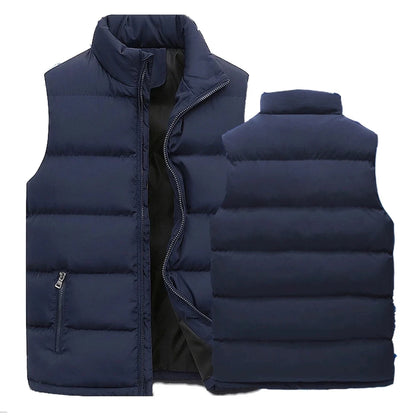 Mens Vest Jacket Warm Sleeveless Jackets Winter Waterproof Zipper Coat Autumn Stand-up Collar Casual Waistcoat Brand Clothing Kafinashop