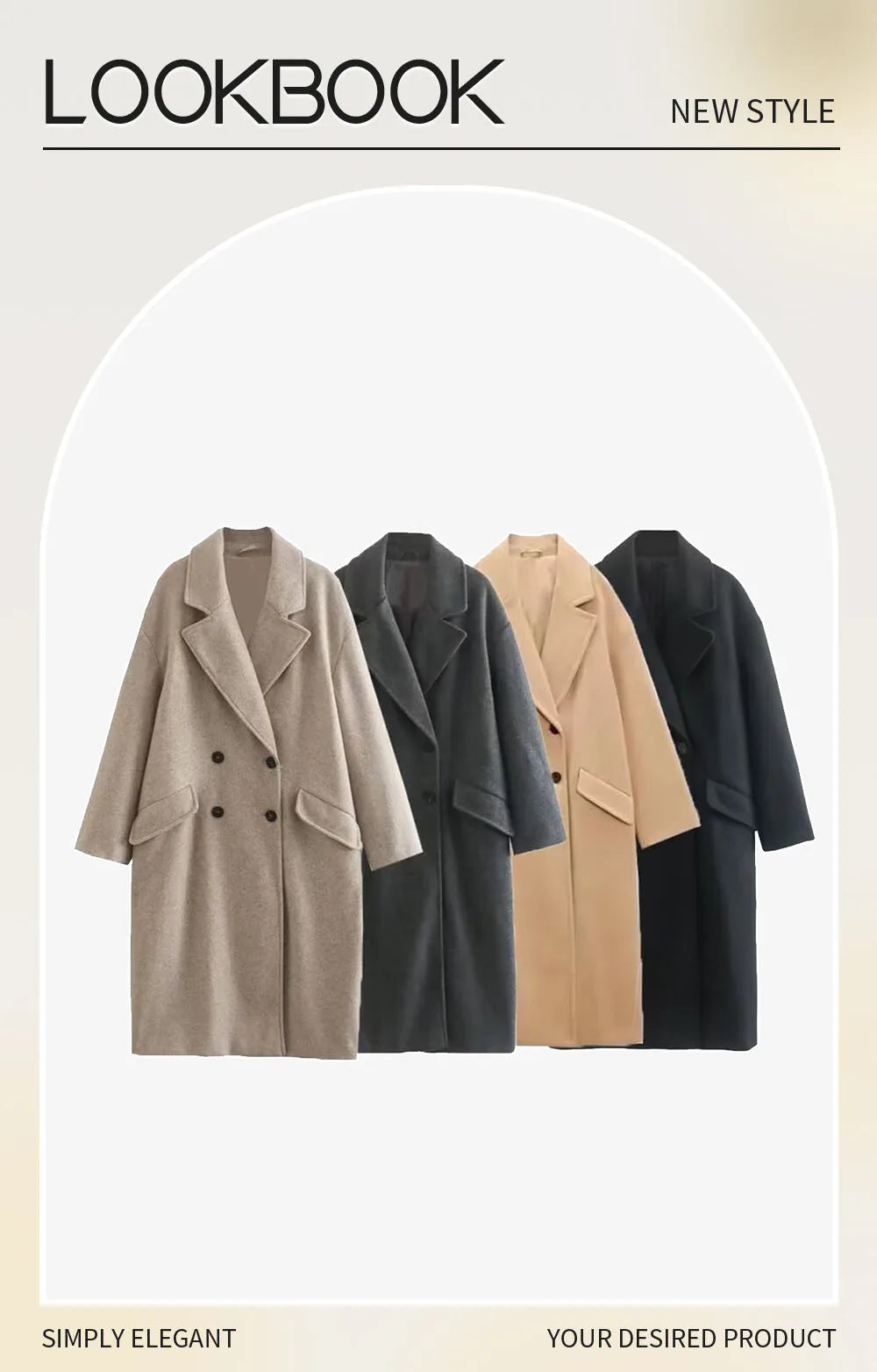 UNIZERA 2023 Winter New Product Women's Fashion and Casual Versatile Flip Collar Double breasted Button Long Woolen Coat Coat Co Kafinashop