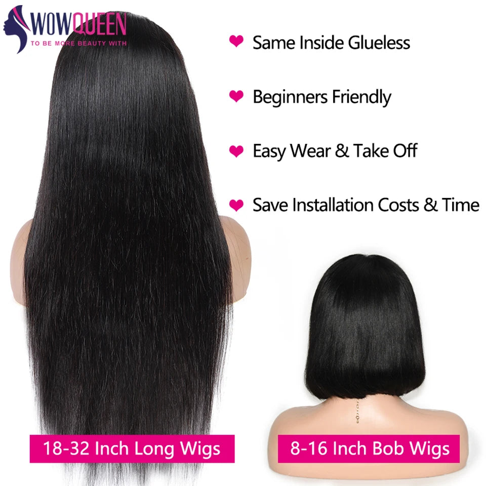 Easy Go Bob Wig Glueless Wig Human Hair Ready To Wear Straight Bob Hair Wig Human Hair 30 32 Inch Pre Cut Lace 4x4 Closure Wig Kafinashop