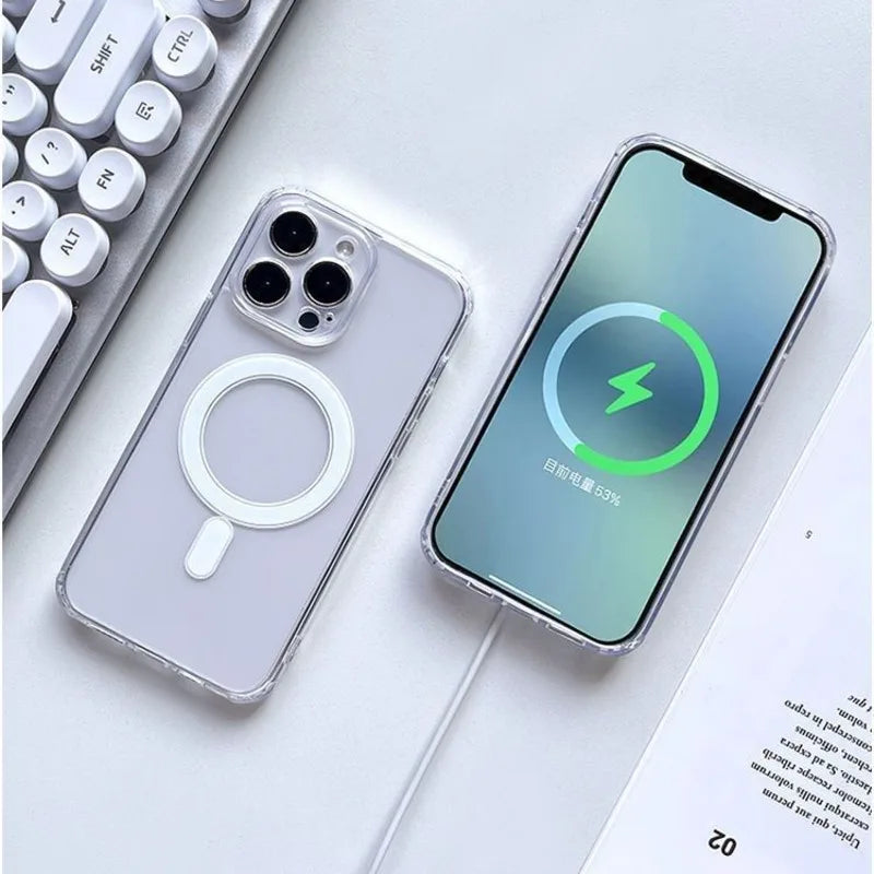 For Magsafe Magnetic Case For Iphone 13 Pro Max Case IPhone 12 Mini Phone Cover Straight Edge 11 Wireless Charging X Kafinashop