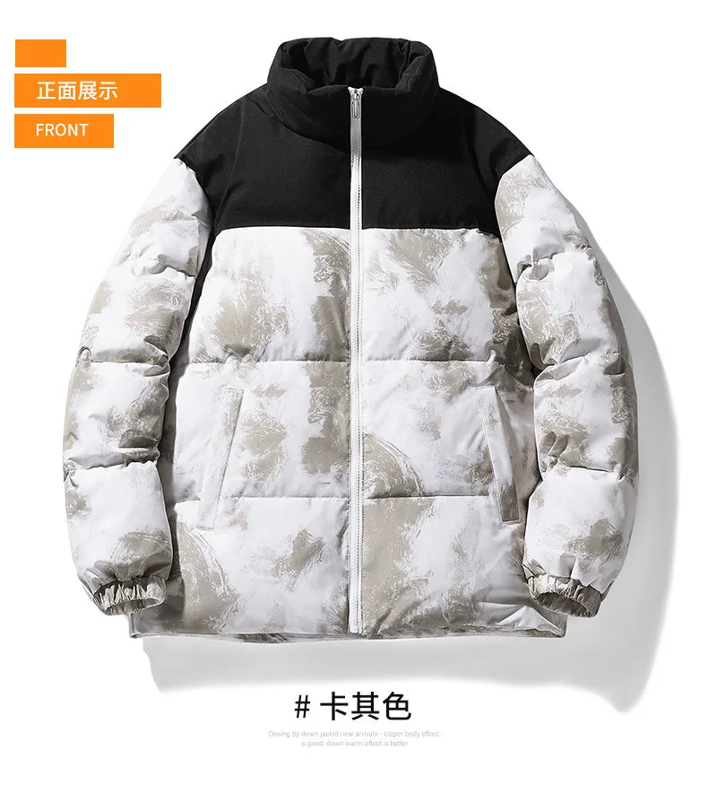 -30 Degree Mens New Winter Down Jackets Mens Casual Loose Print White Duck Down Coats Outdoor Ski Thicken Warm Windproof Outwear Kafinashop