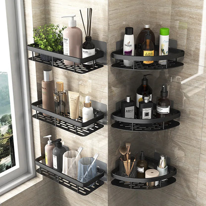 Bathroom Shelf Makeup Storage Organizer Aluminum Alloy Shampoo Rack Shower Shelf Bathroom Accessories No Drill Wall Shelf Ma boutique