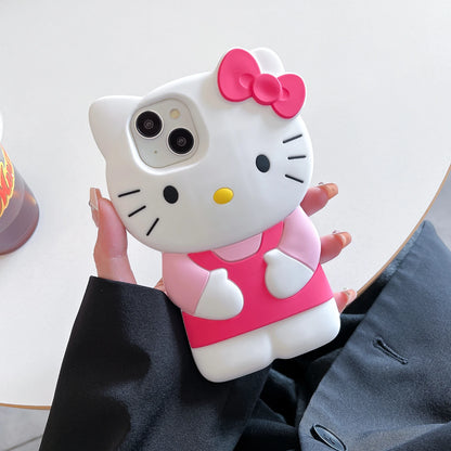 For iPhone 15 14 Plus 13 Pro Max 12 Mini 11 X XS Max XR 7 8 SE Color Bowknot Hello Kitty Cartoon Silicon Back Soft Phone Case Kafinashop