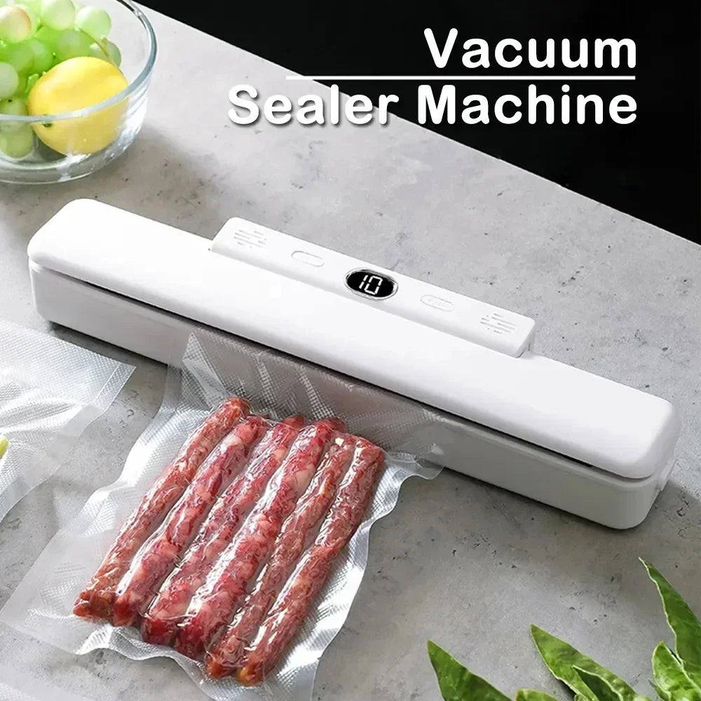 New Automatic Vacuum Sealer Machine For Food Storage With 10pcs Free Food Saver Bags 240V/110V Sealing Machine for Vacuum Pac Kafinashop