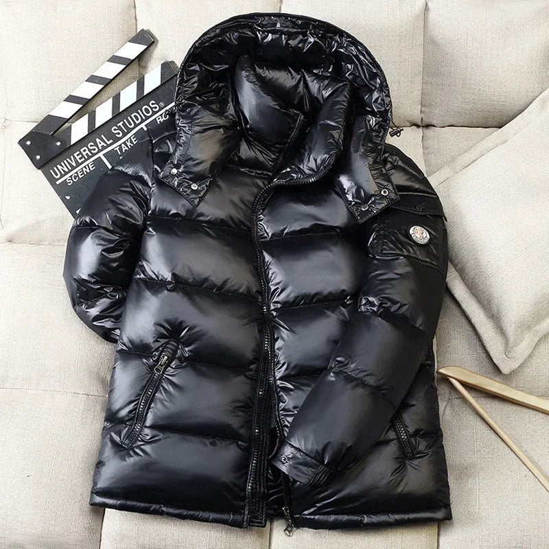 Puffer Jacket Men Hooded Casual Down Winter  Clothing Short Glossy Feather  Duck Coat Man Waterproof  jaqueta masculina inverno Kafinashop