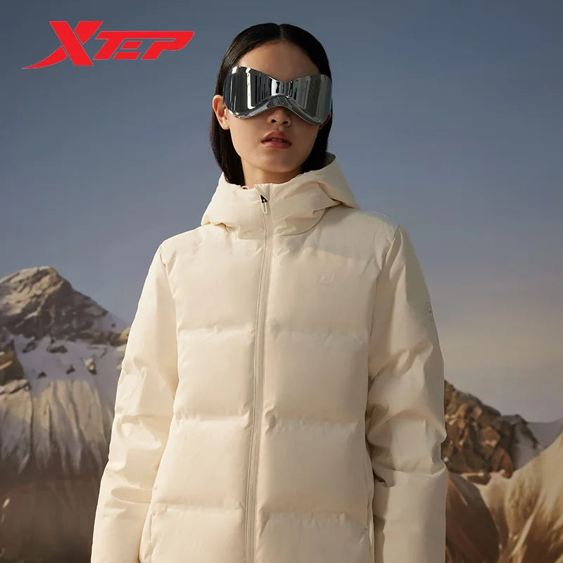 Xtep Down Jacket Women 2023 Winter  New Style Comfortable Hooded Coat Keep Warm Lightweight Tops 877428190035 Kafinashop