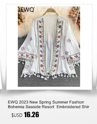 EWQ Sweet Style Y2K Women Nice Foreve Dress Embroidery O-neck Bandage Long-sleeve White Dresses Womens Spring Summer 2023 New Kafinashop