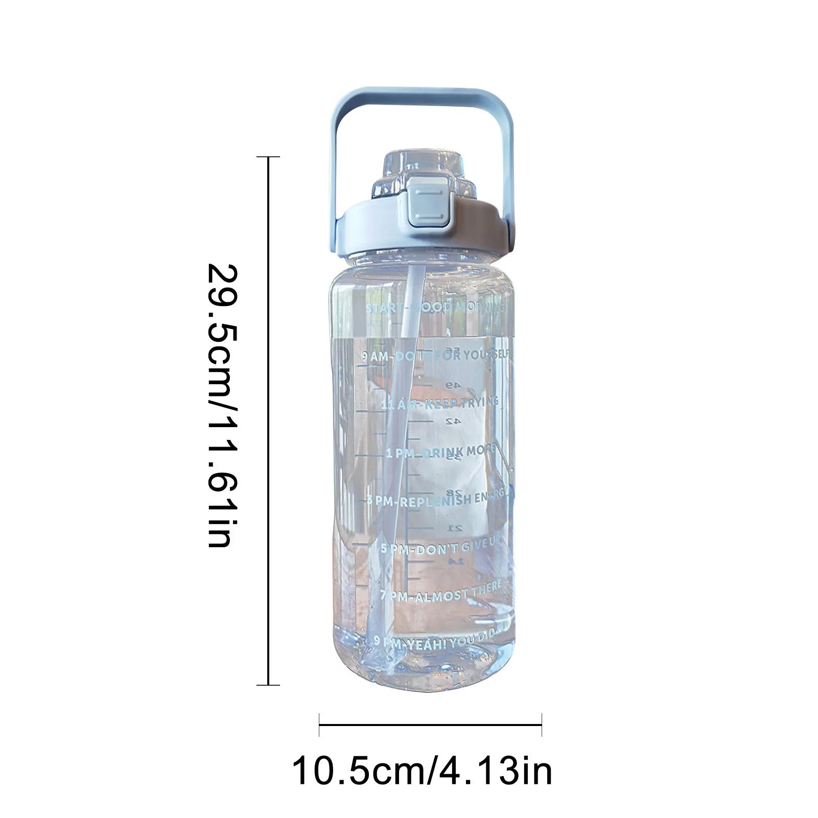 2L Large Capacity Water Bottles Portable Sports Water Bottle With Straw Fitness Bike Cup Summer With Time Marker Kafinashop