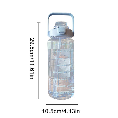 2L Large Capacity Water Bottles Portable Sports Water Bottle With Straw Fitness Bike Cup Summer With Time Marker Kafinashop