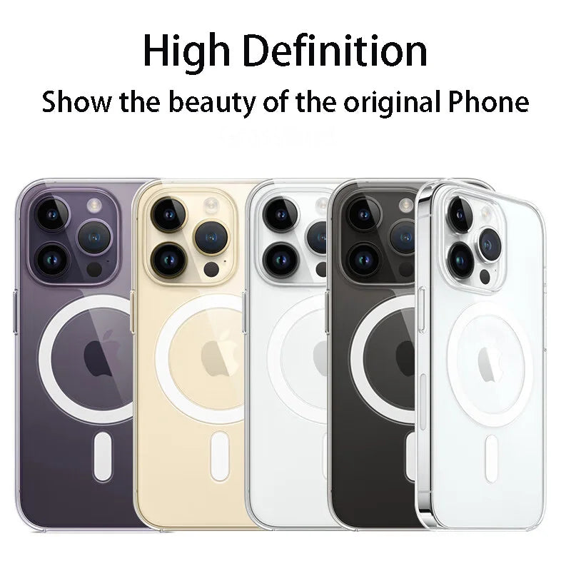 Luxury Magnetic Wireless Charge For Magsafe Case for iPhone 15 14 13 12 11 Pro X XR XS Max 7 8 Plus Back Cover Transparent Case Kafinashop