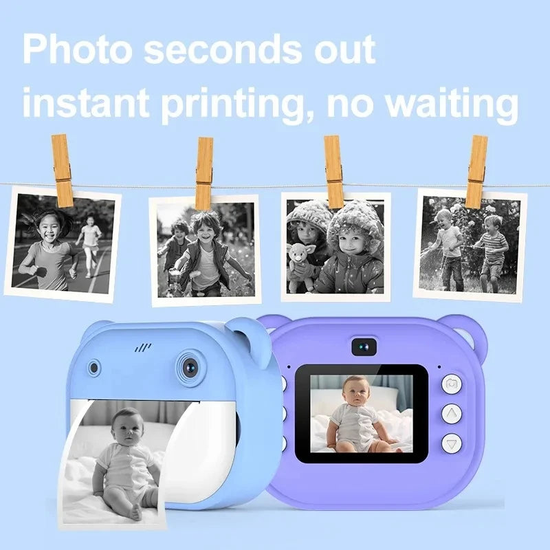 Children Digital Camera Instant Print for Kids Thermal Print Camera Instant Photo Printing Camera Video Toys+32G Memory Card Kafinashop