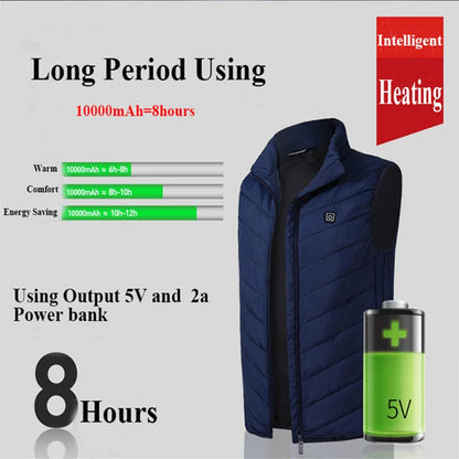 Super Sale 21 HEATING ZONES Heated Vest Men Women Heated Jacket Winter Warm Usb Self Heating Thermal Vest Heating Down Jacket Kafinashop