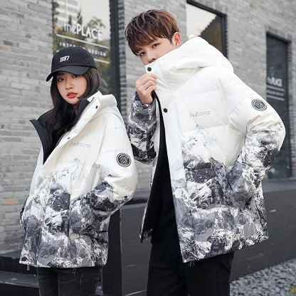 Winter New Fashion Men Gradient Color Casual Down Jackets Hooded Duck Down Coats Quality Male Outdoor Windproof Jackets Size 3XL Kafinashop