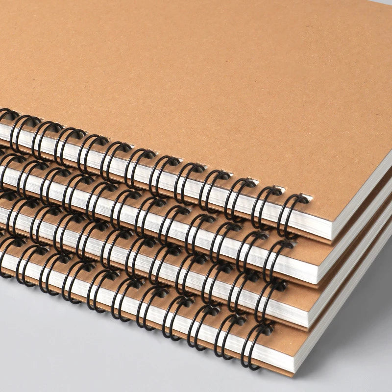 A5 B5 Spiral Notebook Kraft Paper Cover Blank Grid Dot Lined Diary Sketchbook Book School Stationery Supplies Ma boutique