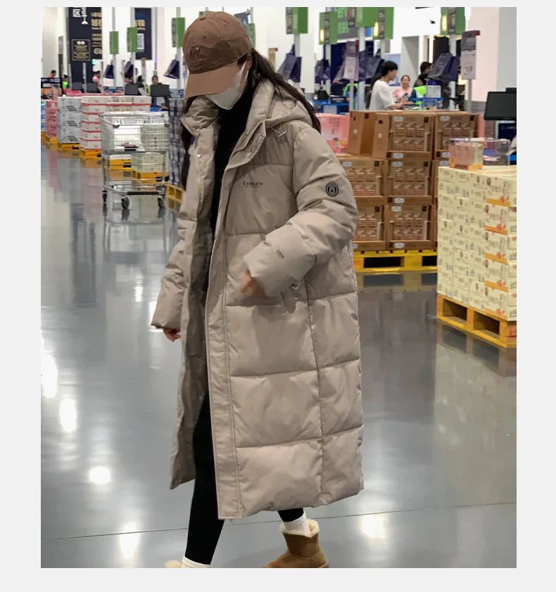 ITOOLIN Women Zipper Up Pockets Down Coat Autumn oversize Loose Coat Turtleneck Thicken Long Coat Winter Women Casual Parkas Kafinashop