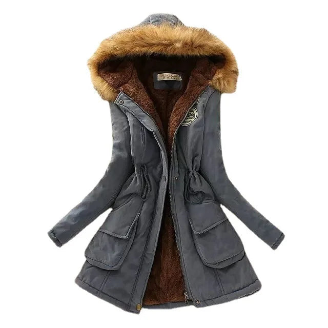 2023 New Autumn Winter Women Cotton Jacket Padded Casual Slim Coat Emboridery Hooded Parkas Wadded Warm Overcoat Kafinashop