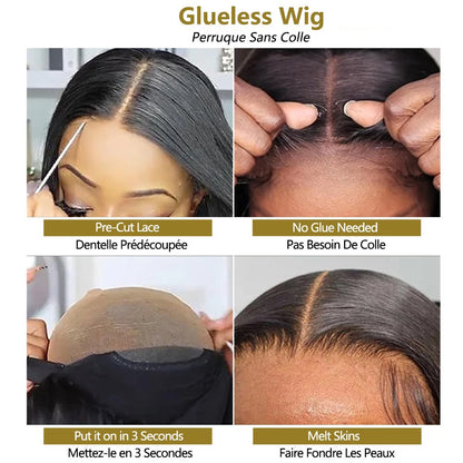 Straight Glueless Human Hair Wigs Brazilian 100% Human Hair Wig 20 22 24 Inches Transparent 4x4 Lace Closure Wig Brazilian Human Hair Wig Sale Wigs 3 Days Delivery France Kafinashop