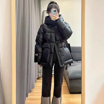 Korean Black Gold 90% White Duck Down Coat New Women Winter Thicken Warm Down Jacket Loose Casual Female Hooded Parker Outerwear Kafinashop