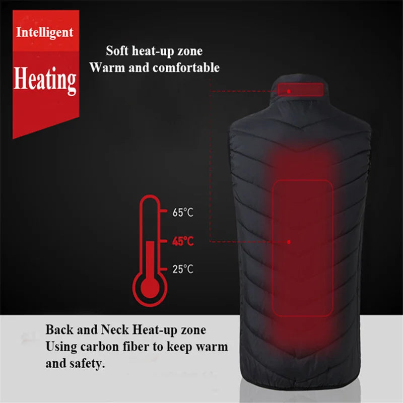 Super Sale 21 HEATING ZONES Heated Vest Men Women Heated Jacket Winter Warm Usb Self Heating Thermal Vest Heating Down Jacket Kafinashop