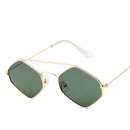 Polygonal Ocean Sunglasses for Women with Retro Metal Frame and Double Beam Design Kafinashop