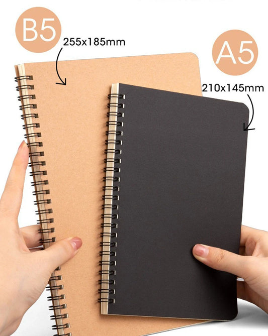 A5 B5 Spiral Notebook Kraft Paper Cover Blank Grid Dot Lined Diary Sketchbook Book School Stationery Supplies Ma boutique