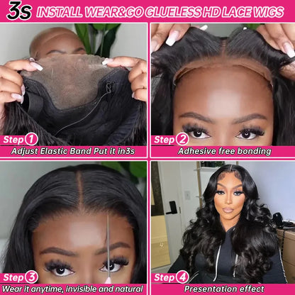 Wear And Go Glueless Human Hair Wigs Preplucked Brazilian Body Wave 13x6 HD Lace Frontal Human Hair Wigs For Women Ready To Wear Kafinashop