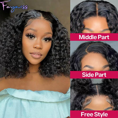 Fayniss Glueless Water Wave Bob Wigs For Women Glueless Short Bob Wig 100% Human Hair Wigs Pre Cut Lace Kafinashop