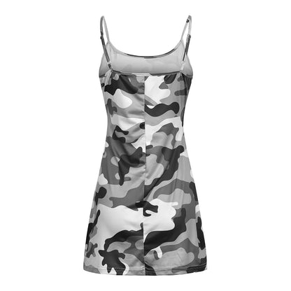 Italy Strap Sexy Dress Camouflage Print Mini Dress Short Summer Sleeveless Women Clothing Summer Dress Bodycon Casual Dress Kafinashop