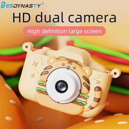 New Digital Toy Kid Camera Cute Tiger Baby Camera Toy 4000W 2.0 IPS Screen Childrens Dual Camera with 32GB Card Birthday Gift Kafinashop