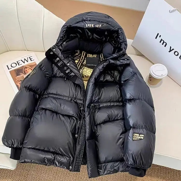 Korean Black Gold 90% White Duck Down Coat New Women Winter Thicken Warm Down Jacket Loose Casual Female Hooded Parker Outerwear Kafinashop