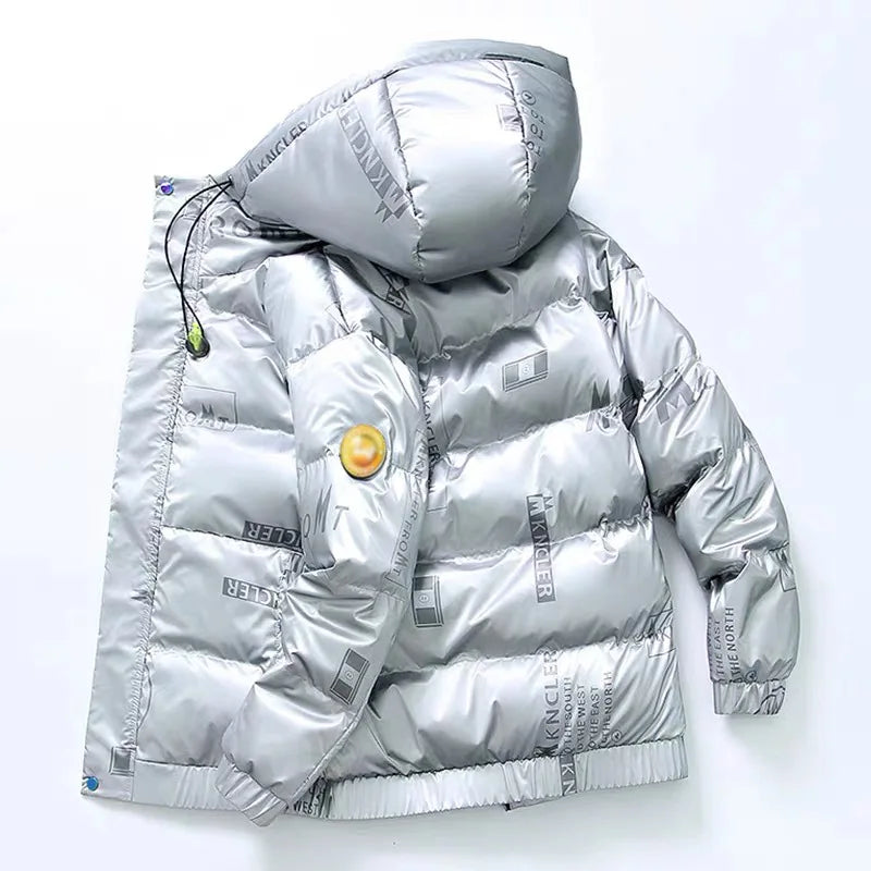 New Winter Men Hooded Shiny Down Jackets Casual Down Coats High Quality Male White Duck Down Outdoor Windproof Warm Jackets 4XL Kafinashop