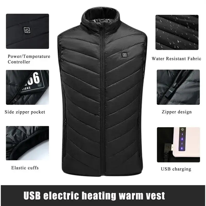 Super Sale 21 HEATING ZONES Heated Vest Men Women Heated Jacket Winter Warm Usb Self Heating Thermal Vest Heating Down Jacket Kafinashop