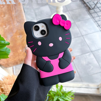 For iPhone 15 14 Plus 13 Pro Max 12 Mini 11 X XS Max XR 7 8 SE Color Bowknot Hello Kitty Cartoon Silicon Back Soft Phone Case Kafinashop