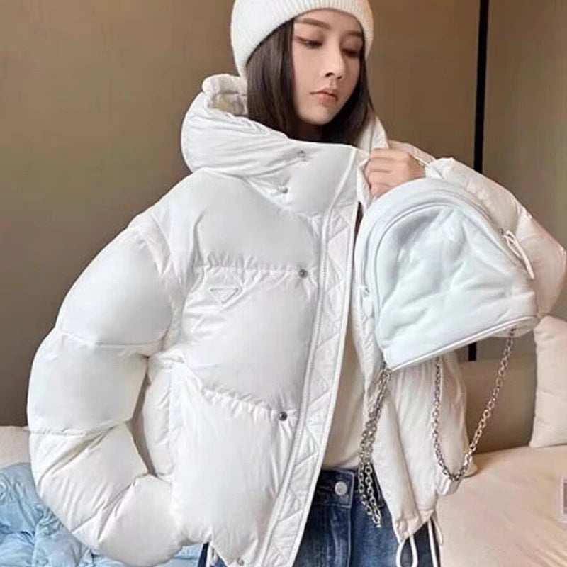 Autumn and Winter New Women's Down Jacket Detachable Double-sleeved Hooded Jacket 2024 New Wave Loose Leisure Women's Parka Coat Kafinashop