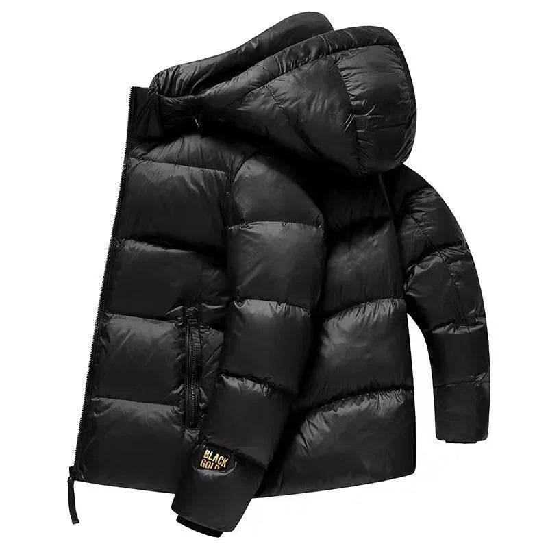 YEAE down jacket black gold gray duck down men's jacket detachable hood casual short jacket thick winter couple clothing Kafinashop