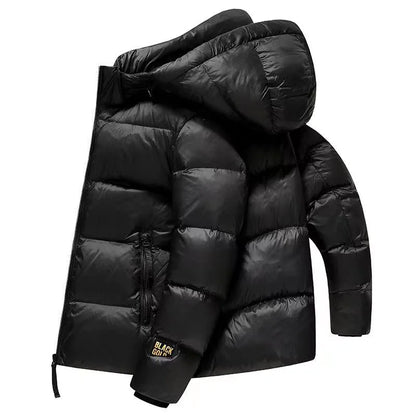 YEAE down jacket black gold gray duck down men's jacket detachable hood casual short jacket thick winter couple clothing Kafinashop